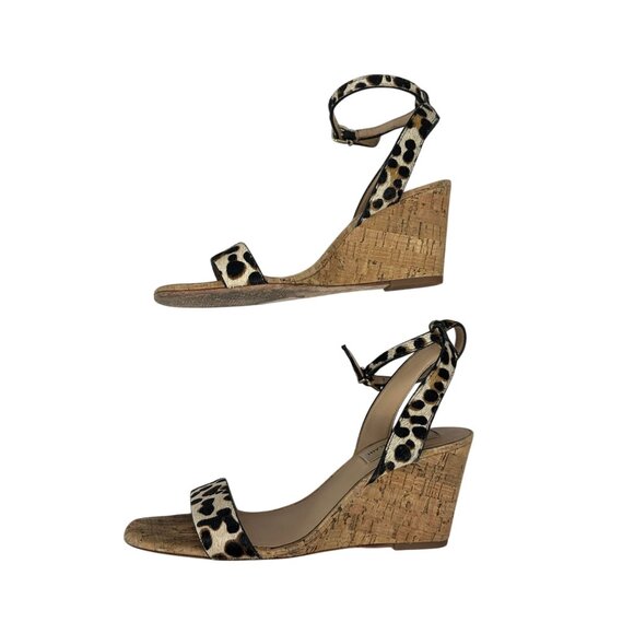 Antonio Melani Womens Leopard Print Cork Wedge Sandals Size 8M Leather Sole - Picture 2 of 7